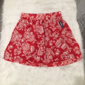 Old Navy Red & White Hawaiian Floral Print Skirt